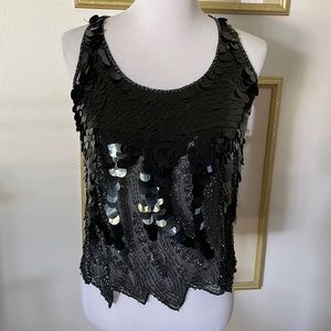 Vintage SHOMAX sequin top 100% silk lining beaded size medium